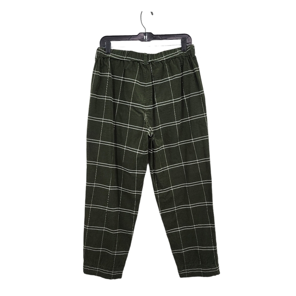 Madewell Women's Cotton Plaid Corduroy Pants Dark Academia Green Size  M - Picture 4 of 5